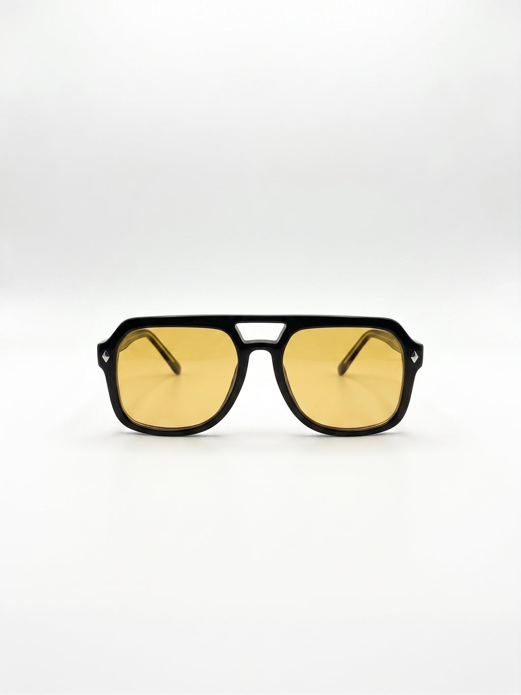 REMI FLAT TOP AVIATORS – BLACK WITH YELLOW TINTED LENS