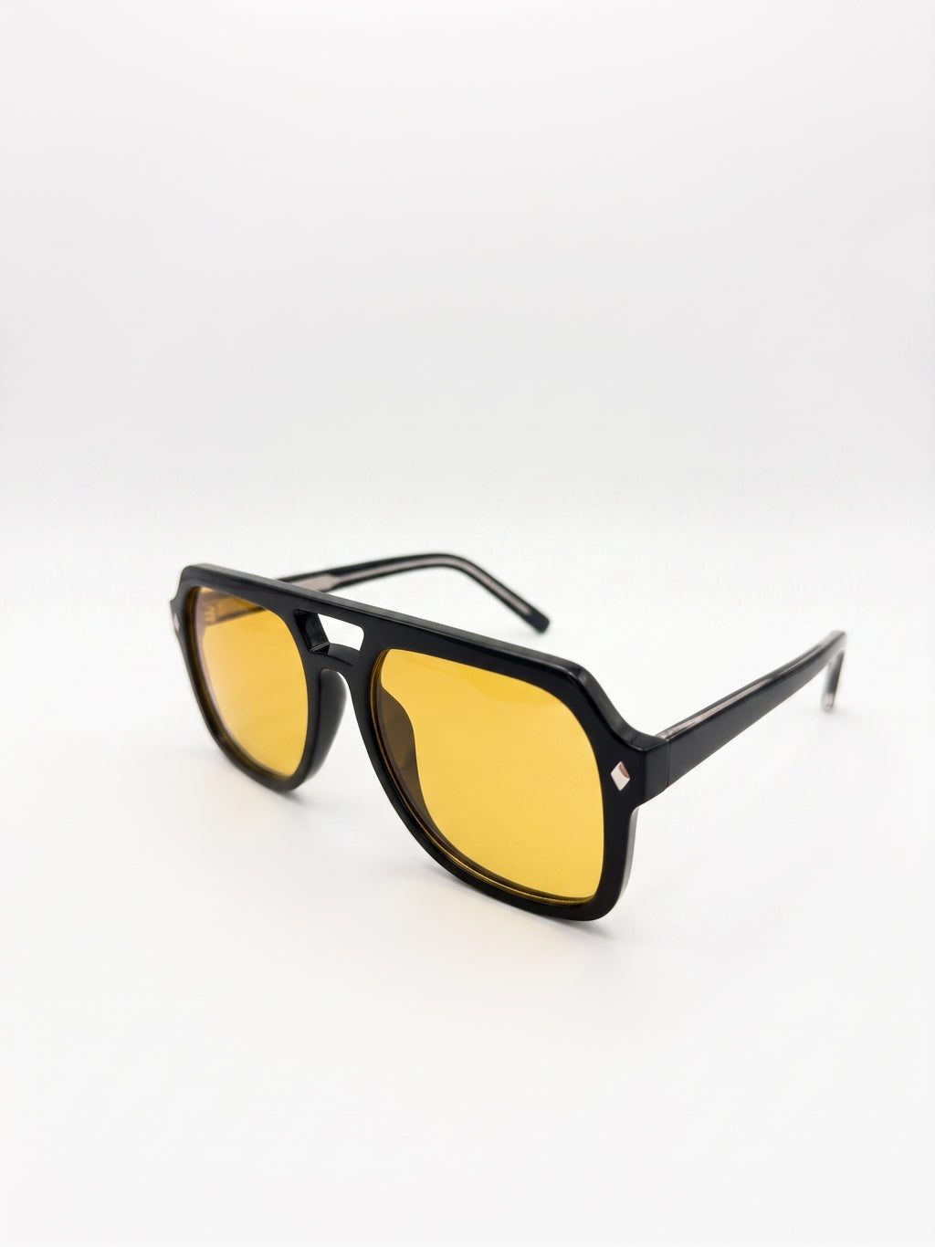 REMI FLAT TOP AVIATORS – BLACK WITH YELLOW TINTED LENS