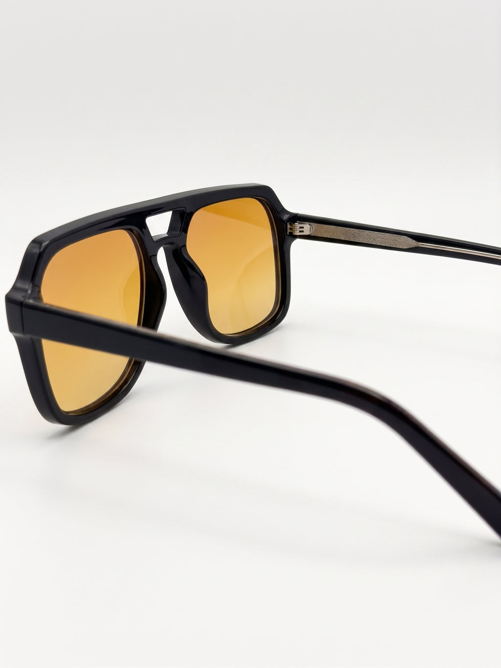 REMI FLAT TOP AVIATORS – BLACK WITH YELLOW TINTED LENS